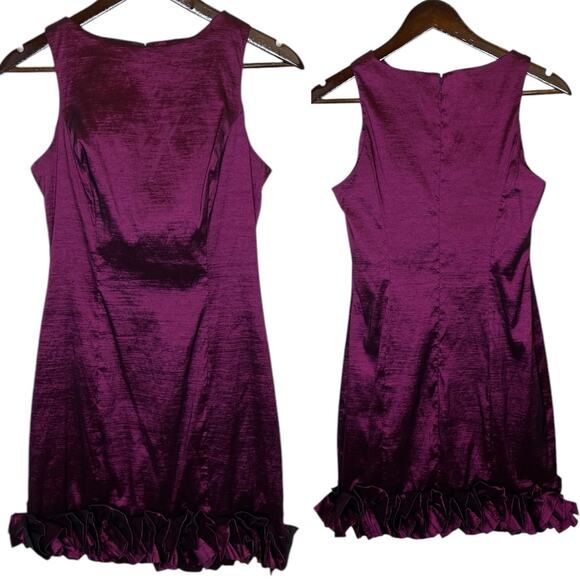Jessica McClintock Vintage Taffeta Mini Shift Dress with Ruffle Hem - Picture 1 of 5